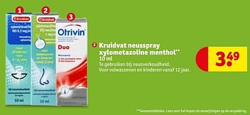 Aanbiedingen Kruidvat neusspray xylometazoline menthol - Huismerk - Kruidvat - Geldig van 10/01/2017 tot 22/01/2017 bij Kruidvat