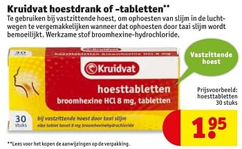 Aanbiedingen Kruidvat hoestdrank of -tabletten - Huismerk - Kruidvat - Geldig van 10/01/2017 tot 22/01/2017 bij Kruidvat