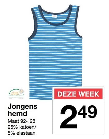 Aanbiedingen Jongens hemd - Huismerk - Zeeman  - Geldig van 14/01/2017 tot 20/01/2017 bij Zeeman