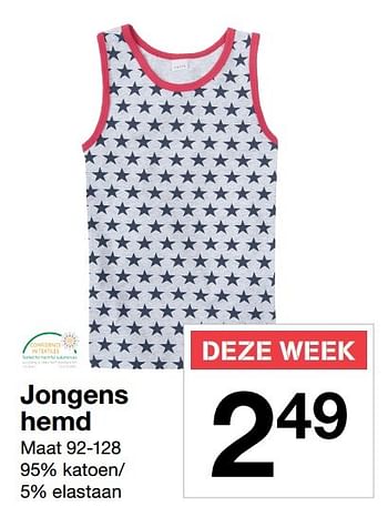Aanbiedingen Jongens hemd - Huismerk - Zeeman  - Geldig van 14/01/2017 tot 20/01/2017 bij Zeeman