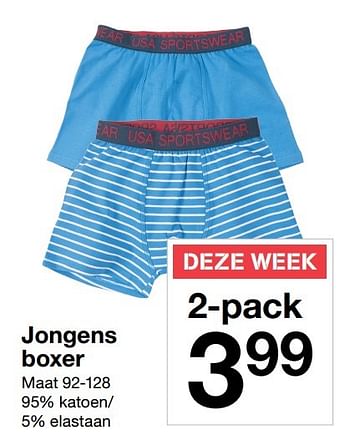 Aanbiedingen Jongens boxer - Huismerk - Zeeman  - Geldig van 14/01/2017 tot 20/01/2017 bij Zeeman