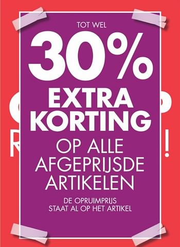 Aanbiedingen Tot wel 30% extra korting op alle afgeprijsde artikelen - Huismerk - Zeeman  - Geldig van 14/01/2017 tot 20/01/2017 bij Zeeman