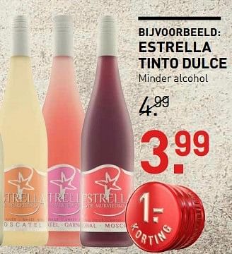Aanbiedingen Estrella tinto dulce - Rosé wijnen - Geldig van 02/01/2017 tot 22/01/2017 bij Gall & Gall