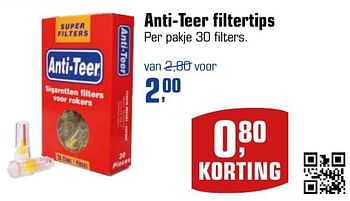 Aanbiedingen Anti-teer filtertips - Huismerk - Primera - Geldig van 08/01/2017 tot 22/01/2017 bij Primera