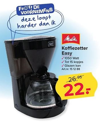Aanbiedingen Melitta koffiezetter easy - Melitta - Geldig van 09/01/2017 tot 22/01/2017 bij Kijkshop