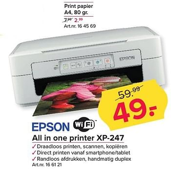 Aanbiedingen Epson all in one printer xp-247 - Epson - Geldig van 09/01/2017 tot 22/01/2017 bij Kijkshop