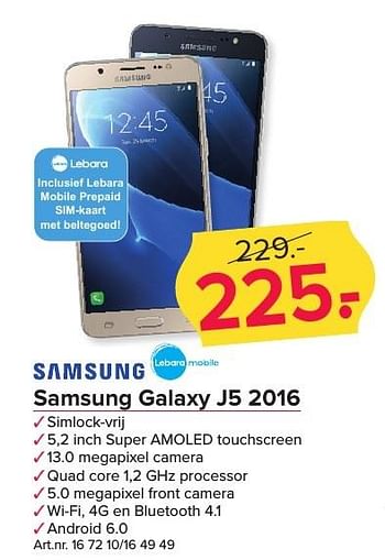 Aanbiedingen Samsung galaxy j5 2016 - Samsung - Geldig van 09/01/2017 tot 22/01/2017 bij Kijkshop