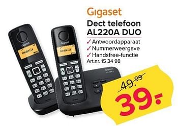 Aanbiedingen Gigaset dect telefoon al220a duo - Gigaset - Geldig van 09/01/2017 tot 22/01/2017 bij Kijkshop