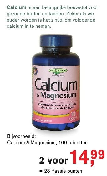 Aanbiedingen Calcium + magnesium - De Tuinen - Geldig van 09/01/2017 tot 22/01/2017 bij Holland & Barrett