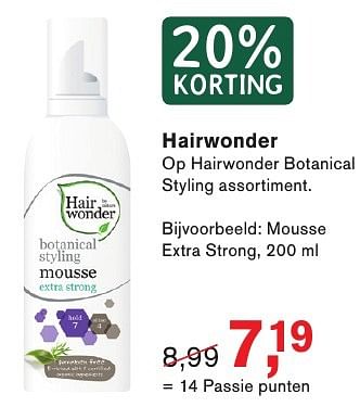 Aanbiedingen Hairwonder mousse extra strong - Hairwonder - Geldig van 09/01/2017 tot 22/01/2017 bij Holland & Barrett