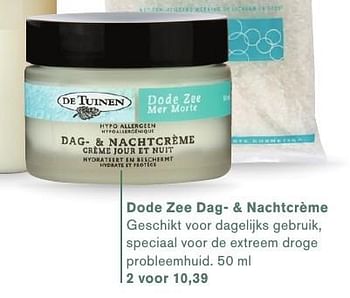 Aanbiedingen Dode zee dag- + nachtcrème - De Tuinen - Geldig van 09/01/2017 tot 22/01/2017 bij Holland & Barrett