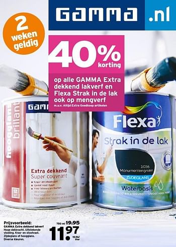 Aanbiedingen Gamma extra dekkend lakverf - Huismerk - Gamma - Geldig van 09/01/2017 tot 22/01/2017 bij Gamma