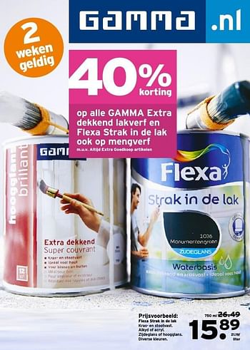 Aanbiedingen Flexa strak in de lak - Flexa - Geldig van 09/01/2017 tot 22/01/2017 bij Gamma