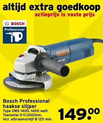 Aanbiedingen Bosch professional haakse slijper - Bosch - Geldig van 09/01/2017 tot 22/01/2017 bij Gamma