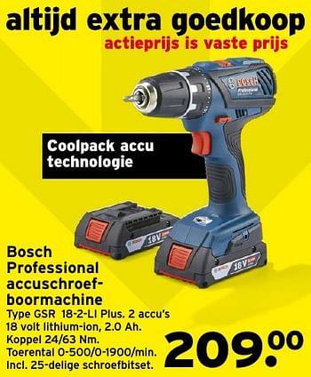 Aanbiedingen Bosch professional accuschroefboormachine - Bosch - Geldig van 09/01/2017 tot 22/01/2017 bij Gamma