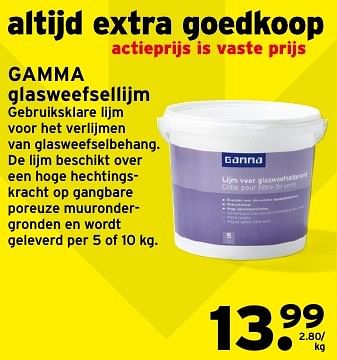 Aanbiedingen Gamma glasweefsellijm - Huismerk - Gamma - Geldig van 09/01/2017 tot 22/01/2017 bij Gamma