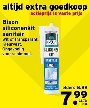 Aanbiedingen Bison siliconenkit sanitair - Bison - Geldig van 09/01/2017 tot 22/01/2017 bij Gamma
