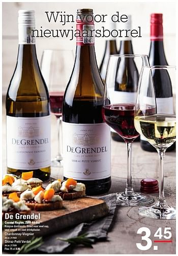 Aanbiedingen De grendel chardonnay-viognier - Witte wijnen - Geldig van 05/01/2017 tot 23/01/2017 bij Sligro