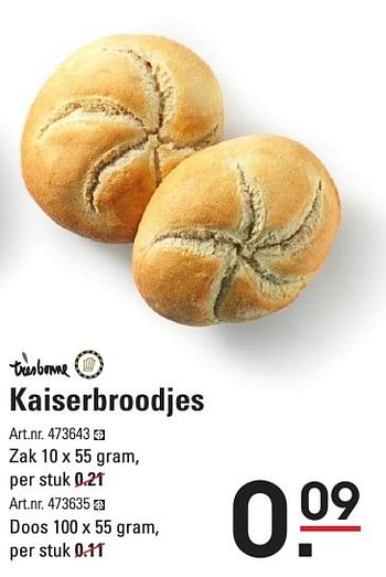 Aanbiedingen Kaiserbroodjes - TRESBONNE - Geldig van 05/01/2017 tot 23/01/2017 bij Sligro