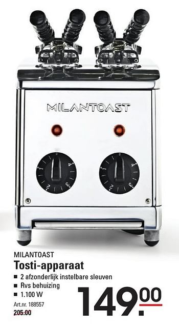 Aanbiedingen Milantoast tosti-apparaat - MILANTOAST - Geldig van 05/01/2017 tot 23/01/2017 bij Sligro