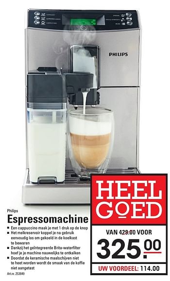 Aanbiedingen Philips espressomachine - Philips - Geldig van 05/01/2017 tot 23/01/2017 bij Sligro