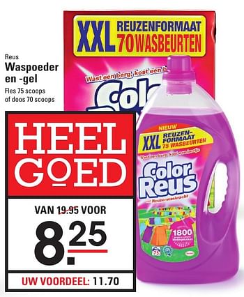 Aanbiedingen Reus waspoeder en -gel - Witte reus - Geldig van 05/01/2017 tot 23/01/2017 bij Sligro