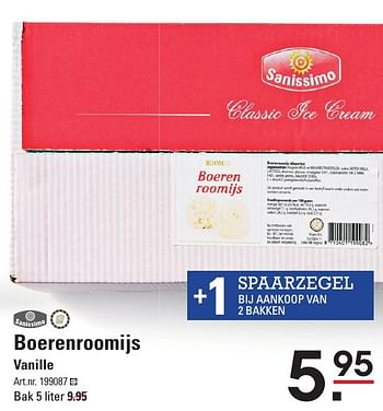 Aanbiedingen Boerenroomijs vanille - sanissimo - Geldig van 05/01/2017 tot 23/01/2017 bij Sligro