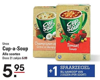 Aanbiedingen Cup-a-soup alle soorten - Unox - Geldig van 05/01/2017 tot 23/01/2017 bij Sligro