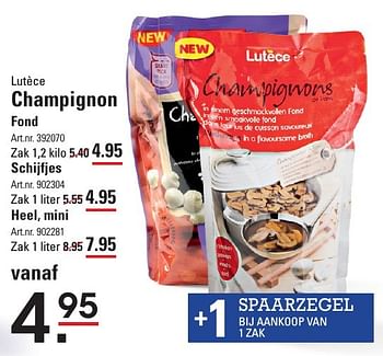 Aanbiedingen Champignon fond - Lutece - Geldig van 05/01/2017 tot 23/01/2017 bij Sligro