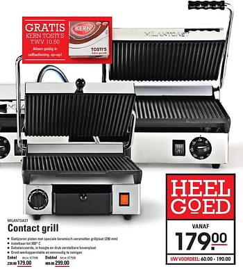 Aanbiedingen Milantoast contact grill enkel - MILANTOAST - Geldig van 05/01/2017 tot 23/01/2017 bij Sligro