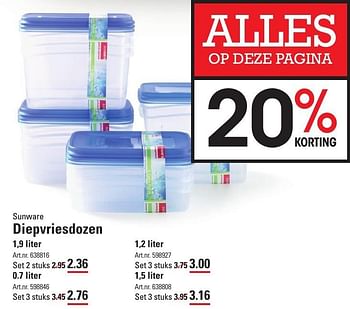 Aanbiedingen Sunware diepvriesdozen - Sunware - Geldig van 05/01/2017 tot 23/01/2017 bij Sligro