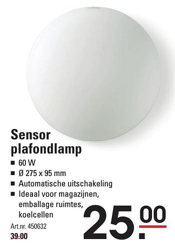 Aanbiedingen Sensor plafondlamp - Huismerk - Sligro - Geldig van 05/01/2017 tot 23/01/2017 bij Sligro