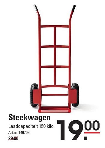 Aanbiedingen Steekwagen laadcapaciteit 150 kilo - Huismerk - Sligro - Geldig van 05/01/2017 tot 23/01/2017 bij Sligro