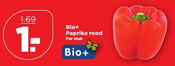 Aanbiedingen Bio+ paprika rood - Bio+ - Geldig van 15/01/2017 tot 21/01/2017 bij Plus