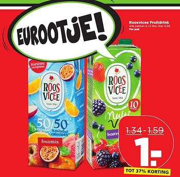 Aanbiedingen Roosvicee fruitdrink - Roosvicee - Geldig van 15/01/2017 tot 21/01/2017 bij Plus