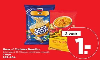 Aanbiedingen Unox of conimex noodles - Conimex - Geldig van 15/01/2017 tot 21/01/2017 bij Plus