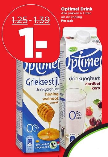 Aanbiedingen Optimel drink - Campina - Geldig van 15/01/2017 tot 21/01/2017 bij Plus