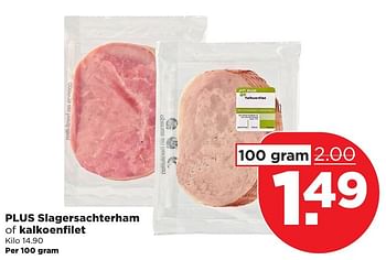 Aanbiedingen Plus slagersachterham of kalkoenfilet - Huismerk - Plus - Geldig van 15/01/2017 tot 21/01/2017 bij Plus