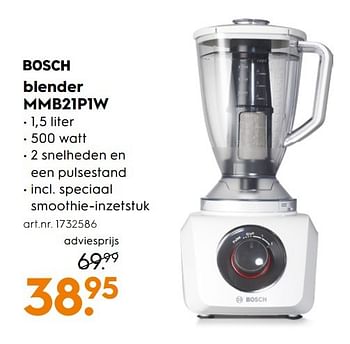 Aanbiedingen Bosch blender mmb21p1w - Bosch - Geldig van 15/01/2017 tot 21/01/2017 bij Blokker