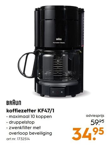 Aanbiedingen Braun koffiezetter kf47-1 - Braun - Geldig van 15/01/2017 tot 21/01/2017 bij Blokker
