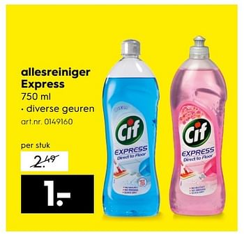 Aanbiedingen Allesreiniger express - Cif - Geldig van 15/01/2017 tot 21/01/2017 bij Blokker