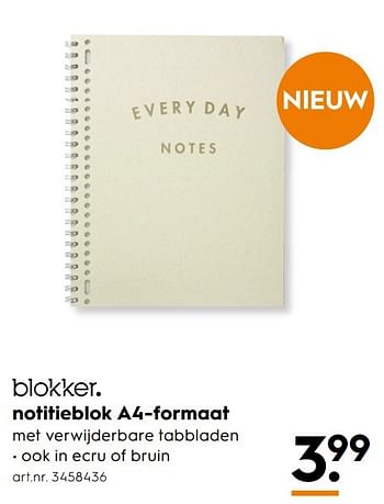 Aanbiedingen Notitieblok a4-formaat - Huismerk - Blokker - Geldig van 15/01/2017 tot 21/01/2017 bij Blokker