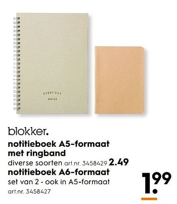 Aanbiedingen Notitieboek a6-formaat - Huismerk - Blokker - Geldig van 15/01/2017 tot 21/01/2017 bij Blokker
