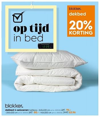 Aanbiedingen Dekbed 4-seizoenen - Huismerk - Blokker - Geldig van 15/01/2017 tot 21/01/2017 bij Blokker