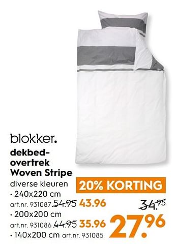 Aanbiedingen Dekbedovertrek woven stripe - Huismerk - Blokker - Geldig van 15/01/2017 tot 21/01/2017 bij Blokker