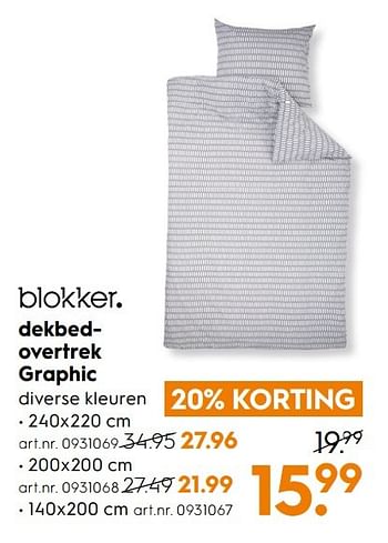 Aanbiedingen Dekbedovertrek graphic - Huismerk - Blokker - Geldig van 15/01/2017 tot 21/01/2017 bij Blokker