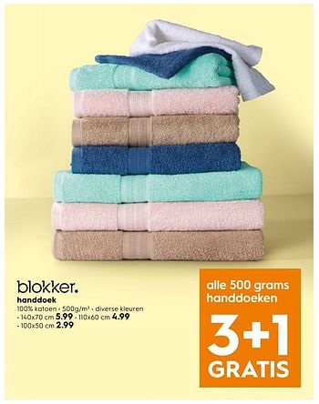 Aanbiedingen Handdoek - Huismerk - Blokker - Geldig van 15/01/2017 tot 21/01/2017 bij Blokker