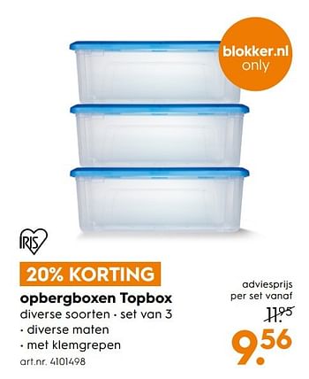 Aanbiedingen Opbergboxen topbox - Iris - Geldig van 15/01/2017 tot 21/01/2017 bij Blokker