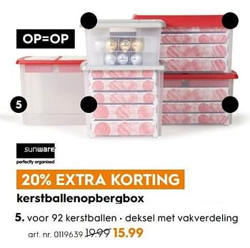 Aanbiedingen Kerstballenopbergbox - Sunware - Geldig van 15/01/2017 tot 21/01/2017 bij Blokker