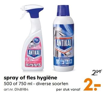 Aanbiedingen Spray of fles hygiëne - Antikal - Geldig van 15/01/2017 tot 21/01/2017 bij Blokker